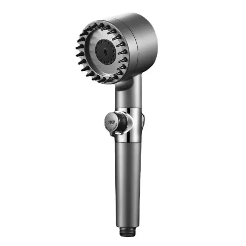 High-Pressure Filter Shower Head 3-Mode Adjustable Spray with Massage Brush Rainfall Water-Saving (25 x 7 cm / 9.8 x 2.8 in)