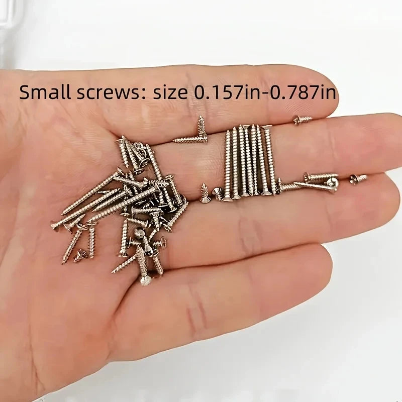 240-Piece Self-Tapping Wood Screw Set — 8 Sizes M2 (2mm) Flat Head Iron Screws with Organizer Box