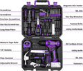 8V Cordless Drill 126-Piece Home Tool Kit - Red Electric Drill & Hand Tools for DIY