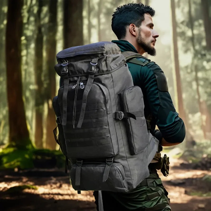 Tactical Mountaineering Backpack 80L / 100L (≈21 / 26 US gal) – Large Hiking, Camping & Travel Rucksack with Molle, Oxford Polyester
