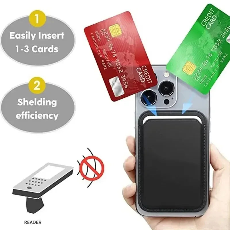 MagSafe PU Leather Magnetic Card Wallet — Slim Magnetic Card Holder for MagSafe-Compatible Smartphones