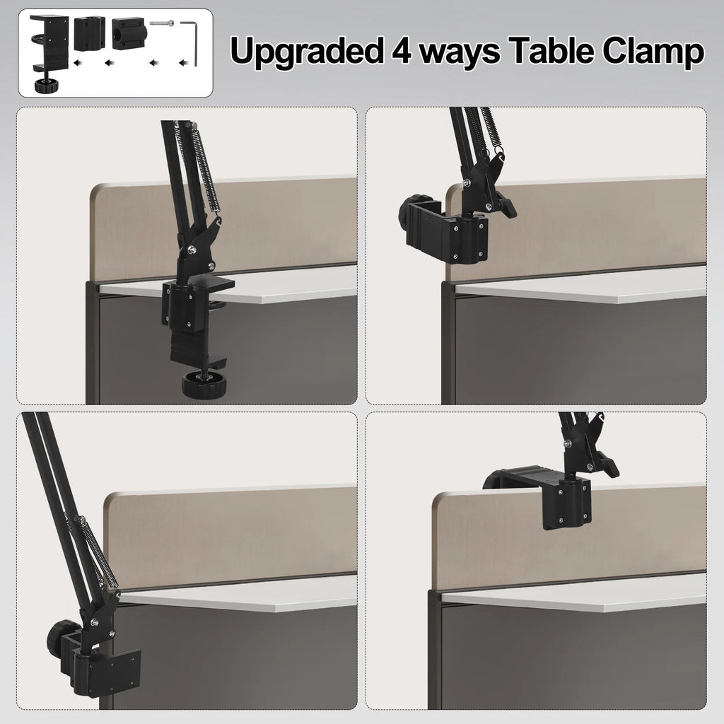 Adjustable 5X/10X Magnifying Lamp with 110mm (4.3 in) Lens - Touch 5-Color LED, 10-Level Dimming, Long Swing Arm Clamp Light for Reading, Jewelry & Soldering