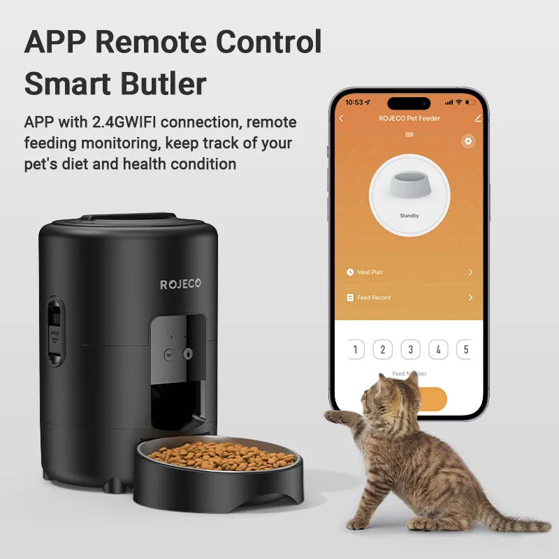 2L (67.6 fl oz) Automatic Pet Feeder – Smart Kibble Dispenser with Button Control, Programmable Auto Feeder for Cats & Small Dogs