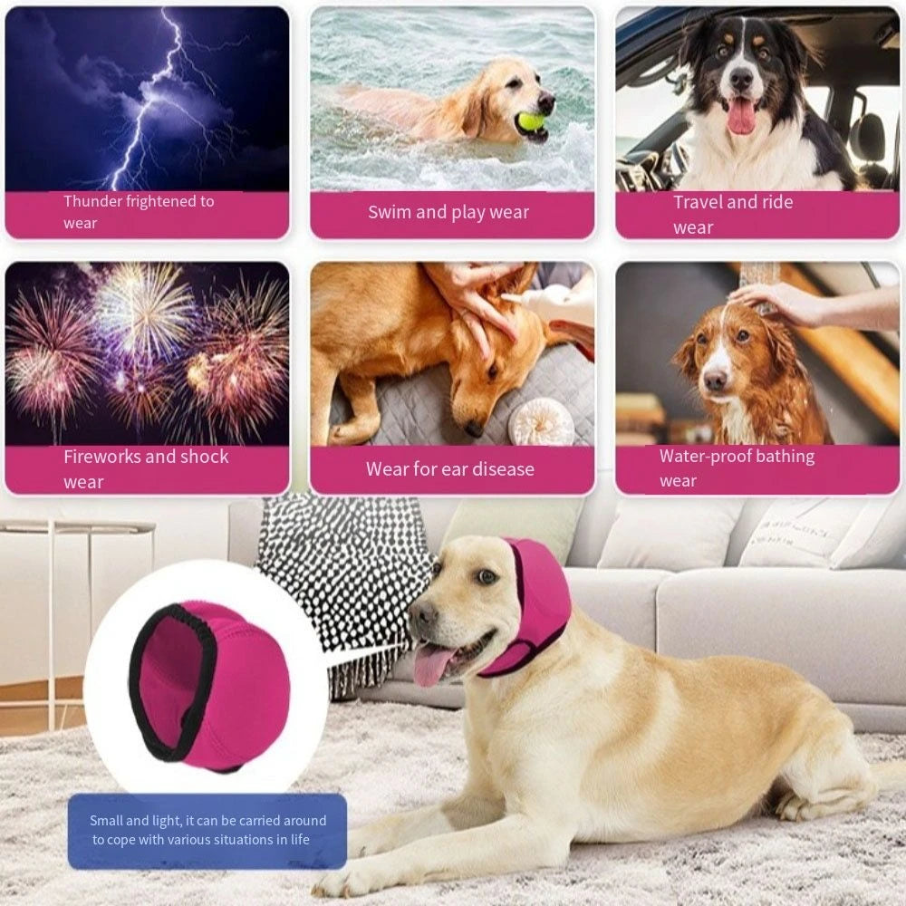 Noise-Reduction Dog Ear Covers — Adjustable Waterproof Earmuffs for Dogs, Calming Hearing Protection (Sizes S / M / L)