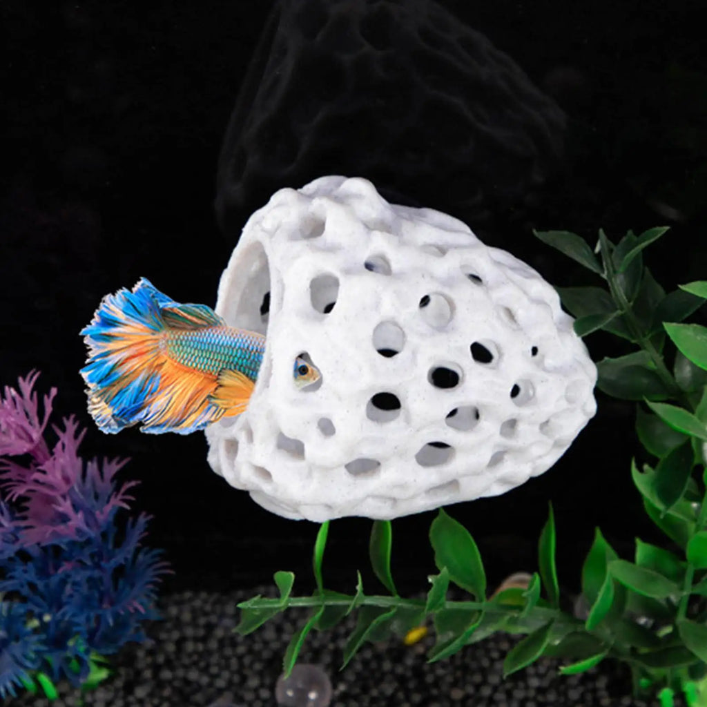 Porous Mini Shrimp Cave Aquarium Hideout – Betta & Small Fish Shelter, 2.76 x 3.15 in (7 x 8 cm)
