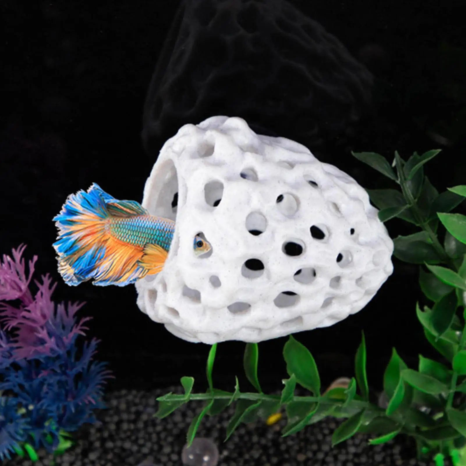 Porous Mini Shrimp Cave Aquarium Hideout – Betta & Small Fish Shelter, 2.76 x 3.15 in (7 x 8 cm)