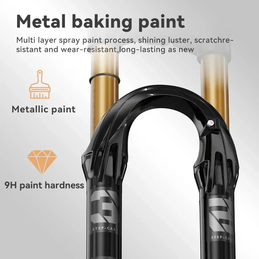 MTB Air Front Suspension Fork 120mm (4.7in) Travel Rebound Adjustable, 26/27.5/29-inch Straight Steerer, 9x100mm Quick Release, Disc Brake Compatible