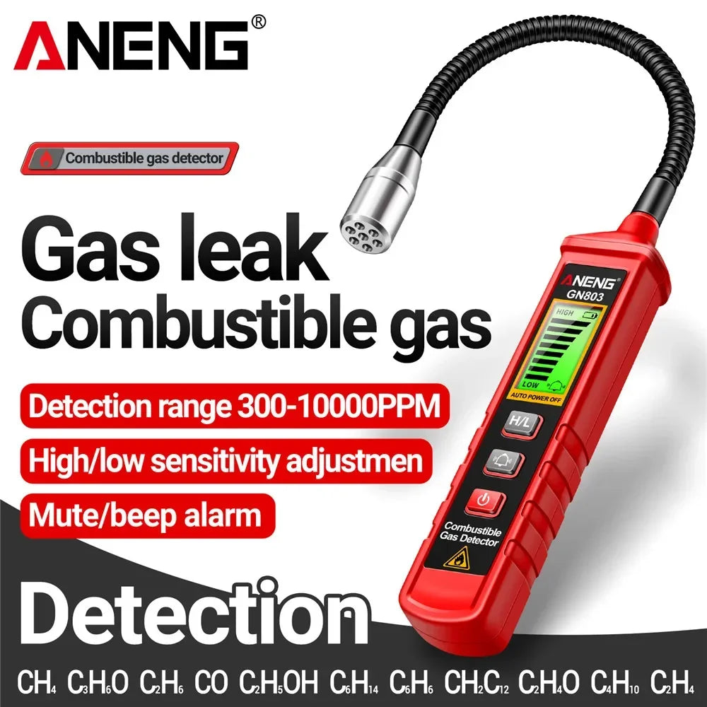 Handheld Methane & Combustible Gas Leak Detector — Portable Gas Concentration Meter with LCD, Audible Alarm & Vibration