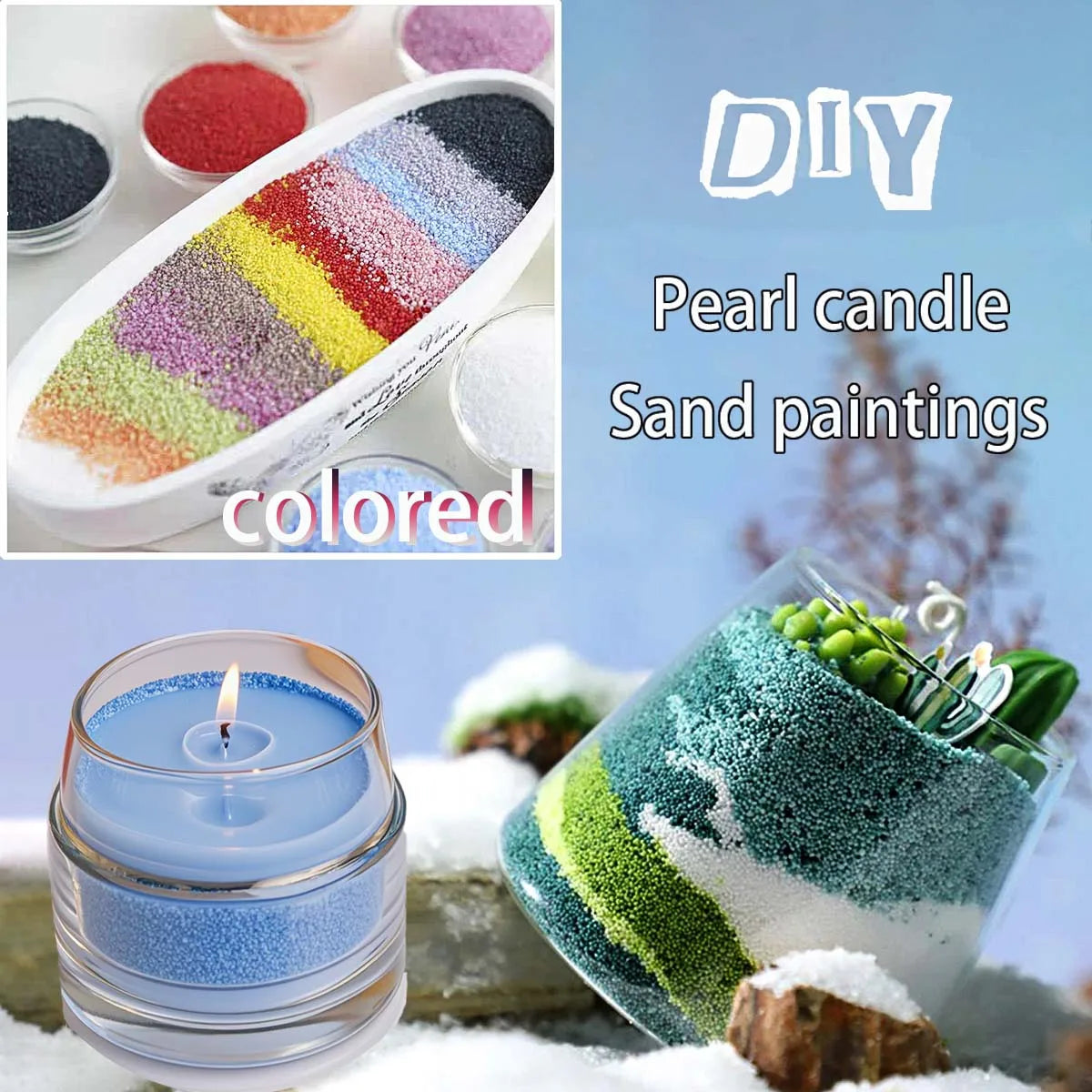 250g (8.8 oz) 11-Color Sand Wax Pearls for DIY Scented Candle Making and Snowflake Sand Painting
