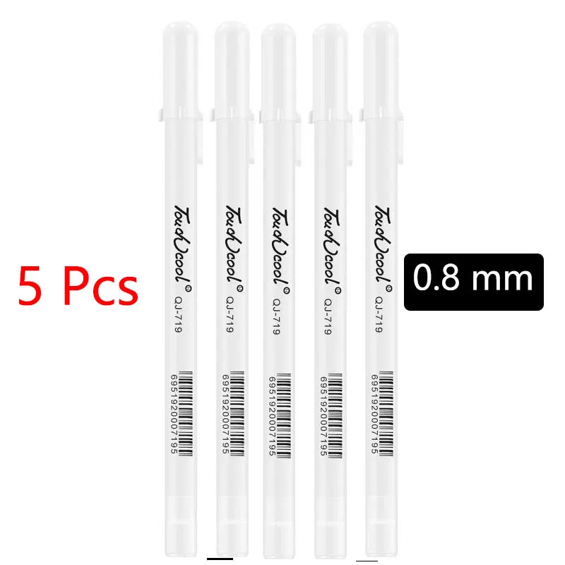 Opaque White Oily Paint Marker Pen Waterproof Gel Ink 0.8/1.0/2.0/2.8mm Nibs for DIY Graffiti, Sketching and Stationery