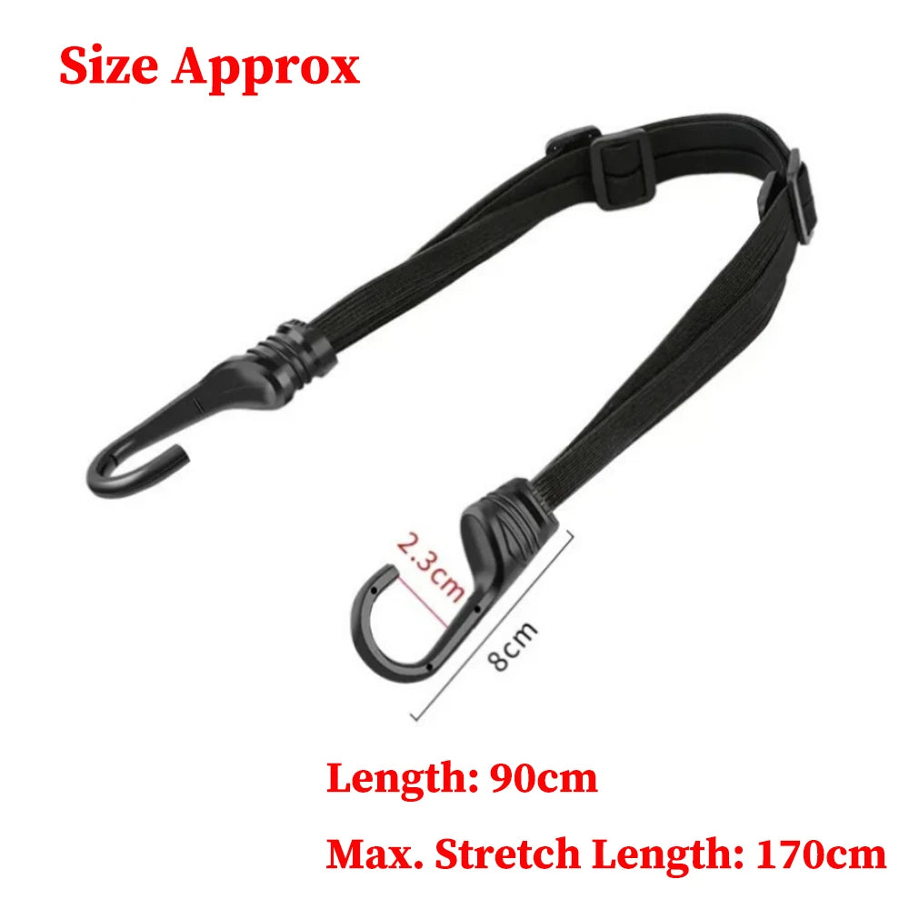 90 cm (35.4 in) Elastic Car Trunk Cargo Strap – Heavy-Duty Latex Bungee with Hook, Adjustable, 1 or 3-Pack