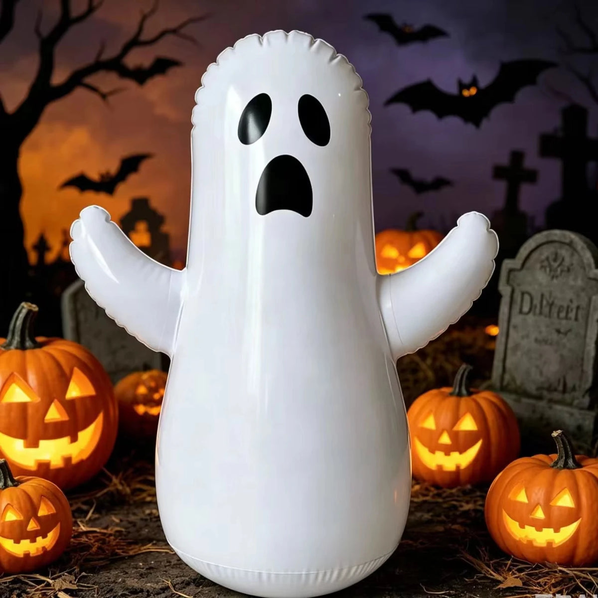 Halloween Inflatable Decor Set 39.4 in (100 cm) Pumpkin Ghost Bone Party Decorations