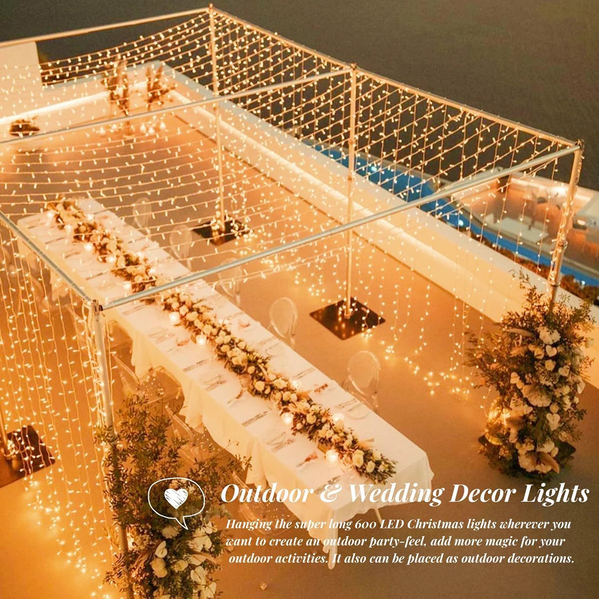 100m (328 ft) LED Fairy String Lights — 800 LEDs Warm White Garland for Home, Party & Garden Decoration