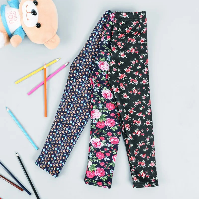 Kids Warm Fleece-Lined Cartoon Leggings Thick Plus Velvet Winter Pants Ages 4-6