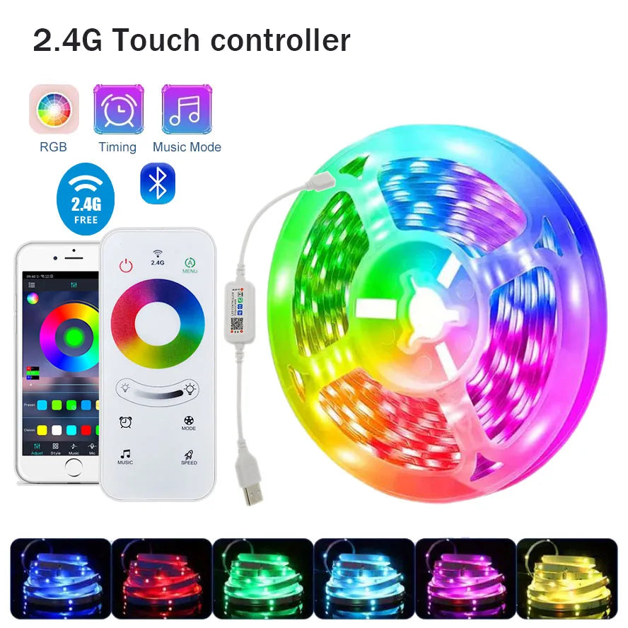 USB RGB LED Strip Lights (1–30m / 3.3–98.4 ft) — App & Remote Control, Flexible 5V SMD5050 Ribbon for Bedroom, Living Room & TV Backlight