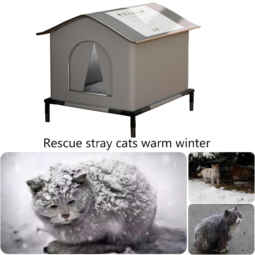 Waterproof Foldable Outdoor Cat House with Mat – Cool Summer Pet Cave Bed for Cats & Small Dogs (3 Sizes Available)