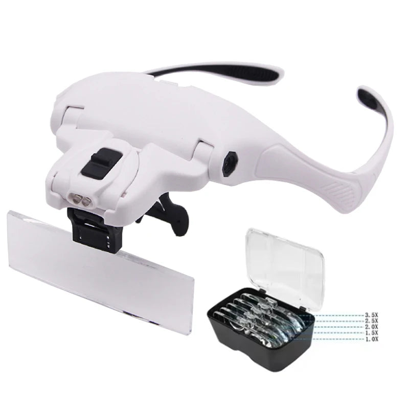 LED Headband Magnifier with 5 Interchangeable Lenses – Jeweler & Watch Repair Loupe