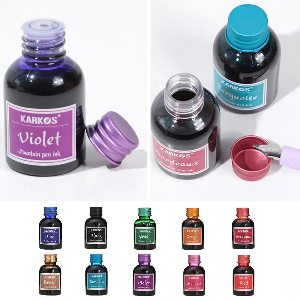 Colorful Fountain Pen Ink Refill 30ml (1.01 fl oz) — Universal Bottle for Calligraphy & School