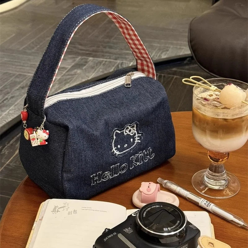 Kawaii Embroidered Makeup & Cosmetic Bag Large Capacity Travel Organizer Clutch Tote Satchel