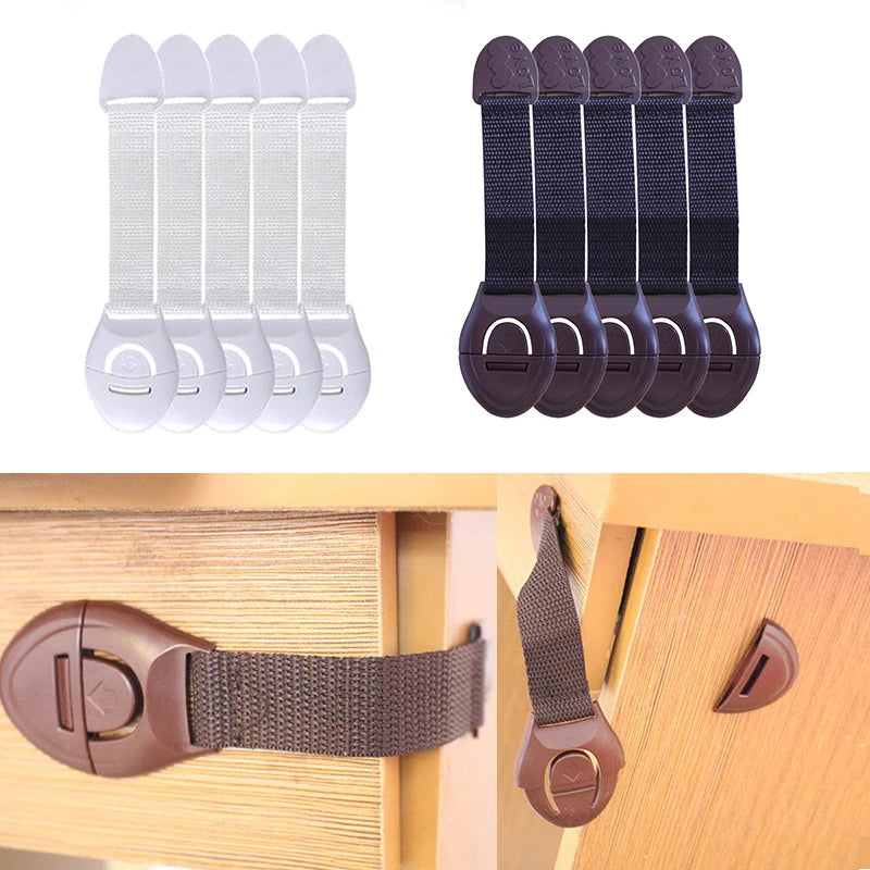 Baby Proof Cabinet & Drawer Lock Straps — 5/10-Pack Child Safety Door Latches, 20 cm (7.9 in) with 10 cm (3.9 in) Strap