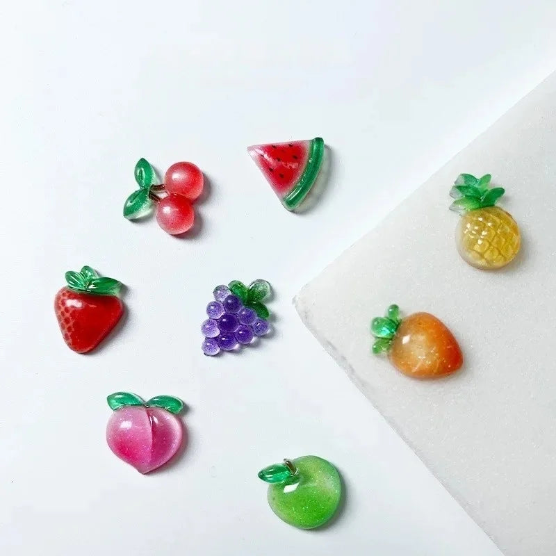 20-Pack 3D Mini Red Cherry Nail Charms Resin Nail Art Decorations for DIY Manicure