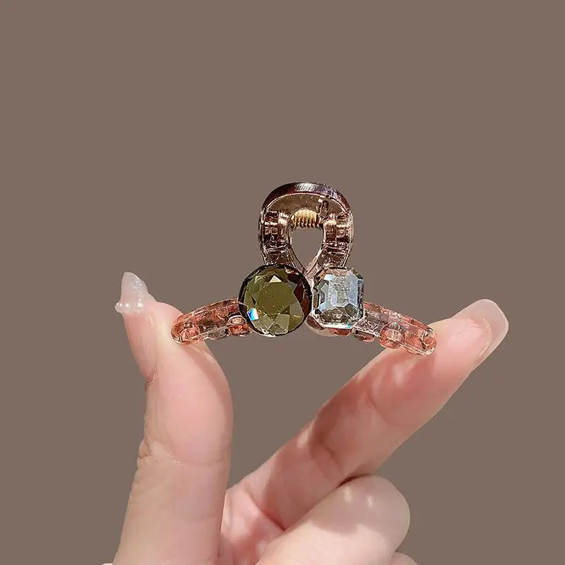 Mini Round Rhinestone Hair Claw Clip – 2/4 Pack Small Retro Zircon Hairpins for Women & Girls