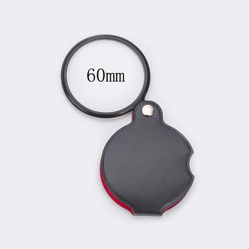 Foldable Pocket Magnifier 6X/8X – 50mm & 60mm (2.0 in / 2.4 in) Glass Lens Leather Case Handheld Loupe for Reading & Jewelry