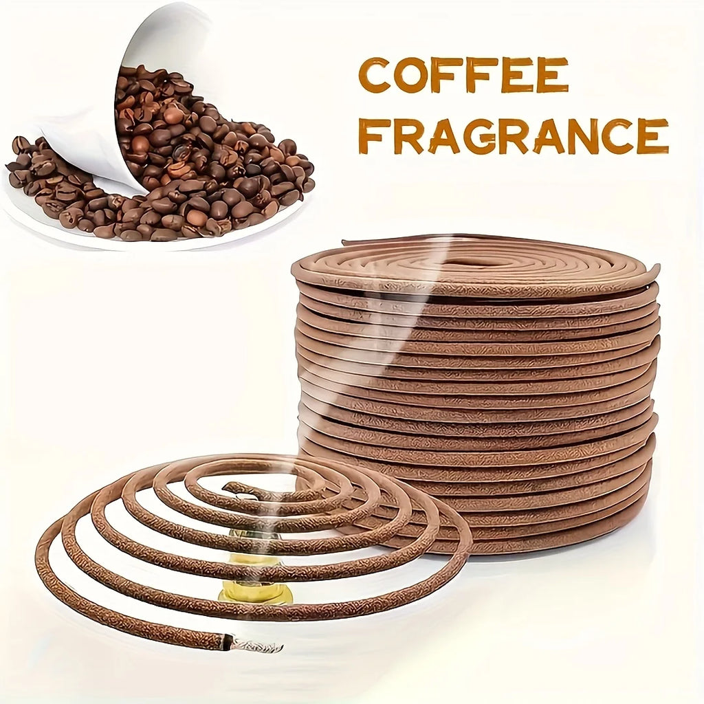 Coffee & Sandalwood Coil Incense with Stand — Scented Home Fragrance for Yoga, Meditation & Relaxation