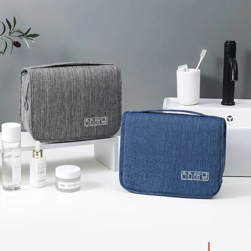 Oxford Fabric Waterproof Hanging Travel Toiletry Bag - Portable Cosmetic Organizer for Men & Women