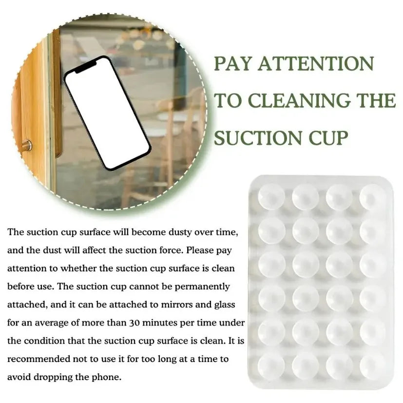 Silicone 24-Suction Phone Holder Mat Square Suction Cup Back Sticker Anti-Slip Wall Mount