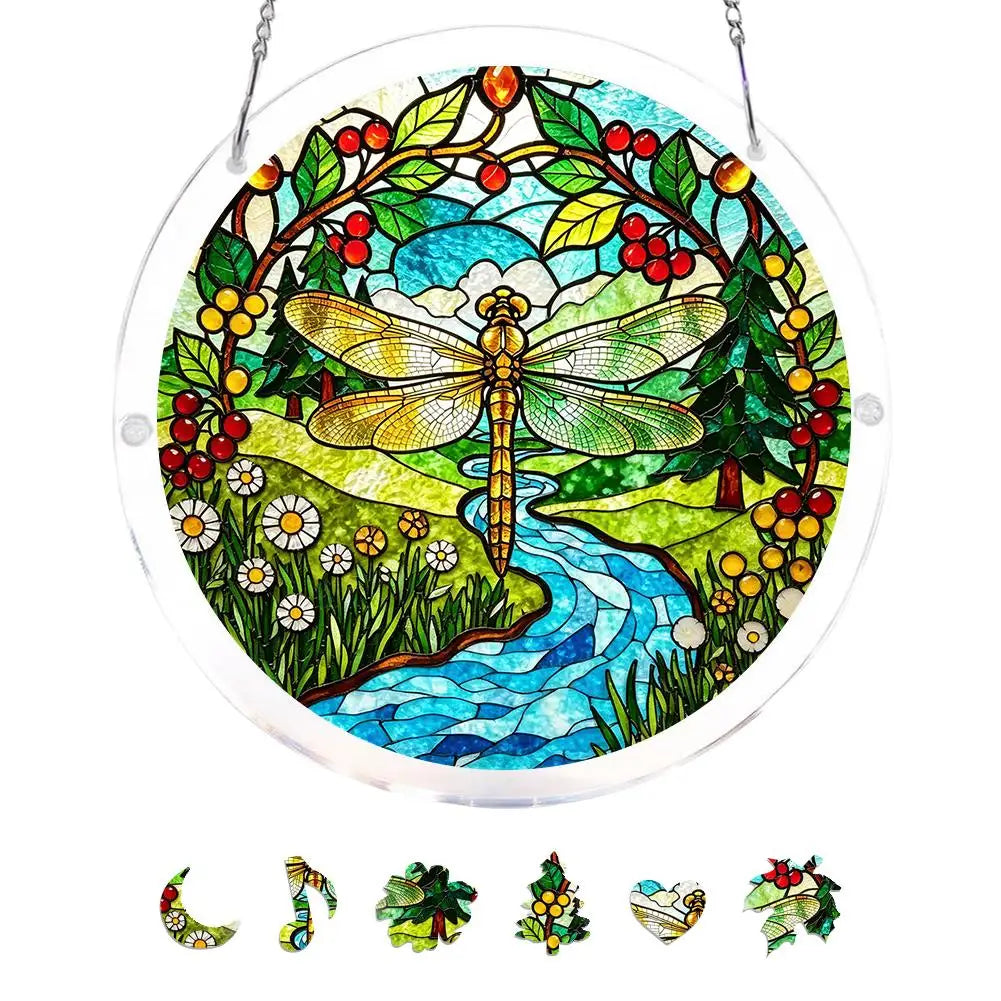 Acrylic Puzzle Suncatcher Window Hanging Stained Glass Style 7.1/7.9 in (18/20 cm) Garden & Home Decor