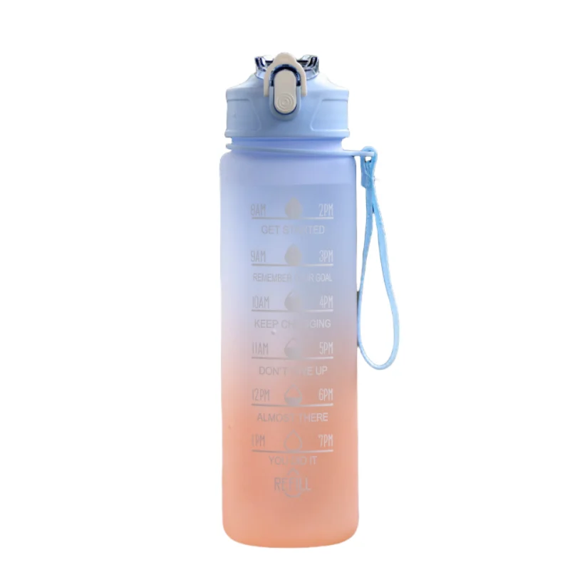 750–800ml Time-Tracking Sports Water Bottle with Straw, Leak-Proof Locking Flip Lid & Carry Strap (25–27 fl oz)