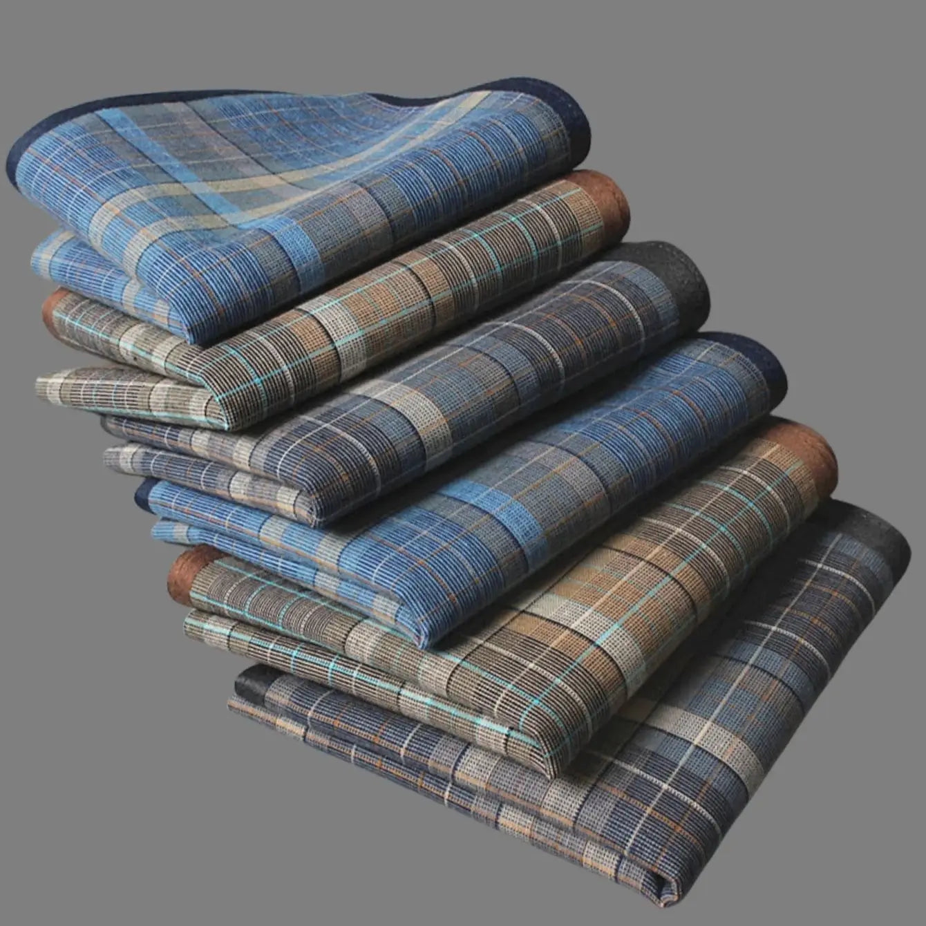 6-Pack Men's Plaid Cotton Handkerchiefs 15.7 in (40 cm) Thin Business Dress Pocket Squares - Soft, Sweat-Absorbent