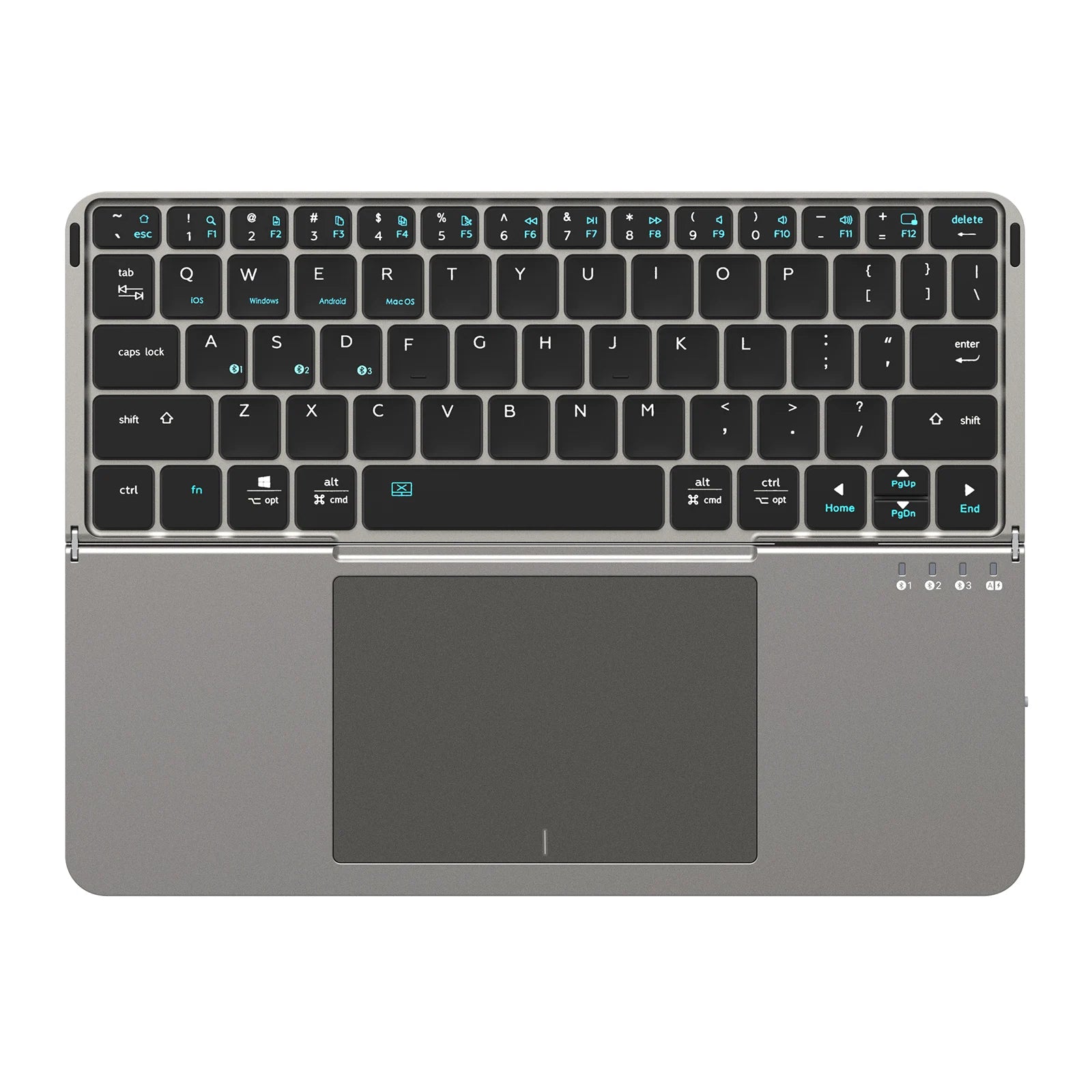 Foldable Bluetooth 5.0 Keyboard with Detachable Touchpad & Phone Holder — Compact 63-Key Wireless Keyboard for Phones, Tablets & Laptops