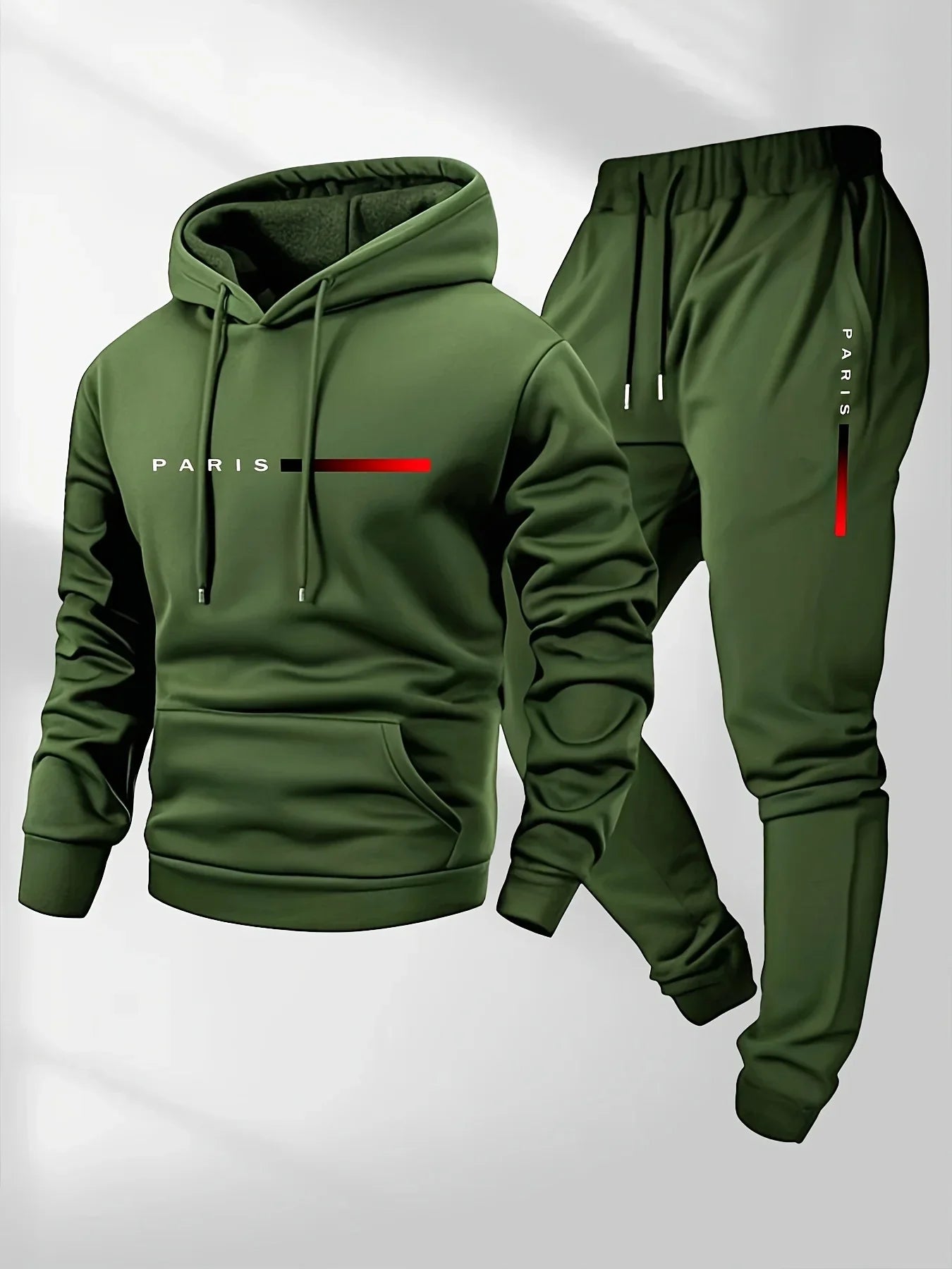Men's Fleece Hoodie & Jogger Set – Letter Print Pullover Tracksuit for Fall Winter Casual Sportswear
