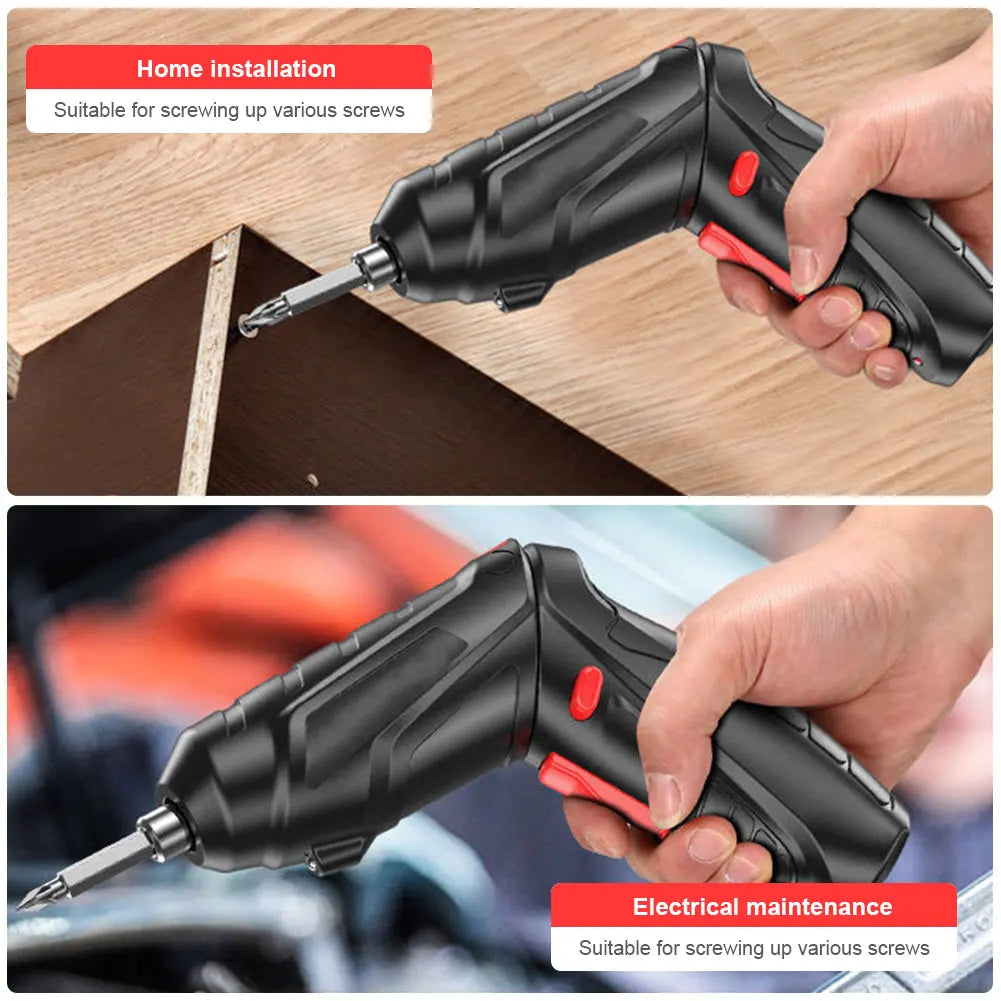 3.6V Rechargeable Cordless Electric Screwdriver Set – 1800mAh USB Mini Power Drill with LED Light for Home DIY