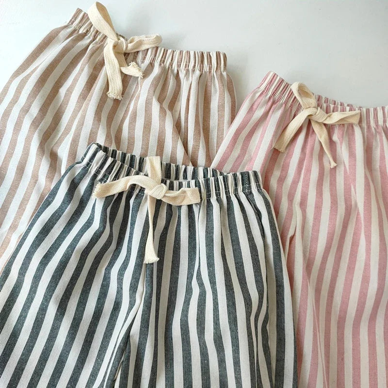 Kids Striped Linen-Cotton Harem Pants – Boys & Girls, Ages 4-6