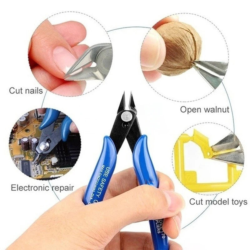 Diagonal Wire Cutters – Carbon Steel Flush Cutting Pliers, 45° Bent Spring-Loaded Nipper for Electronics & Jewelry