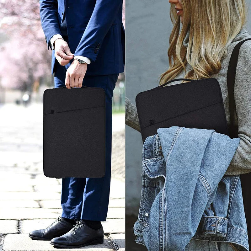 Waterproof Canvas Laptop Sleeve 13-15.6 inch (33-39.6 cm) Padded Zipper Notebook Case Slim Portable Handbag