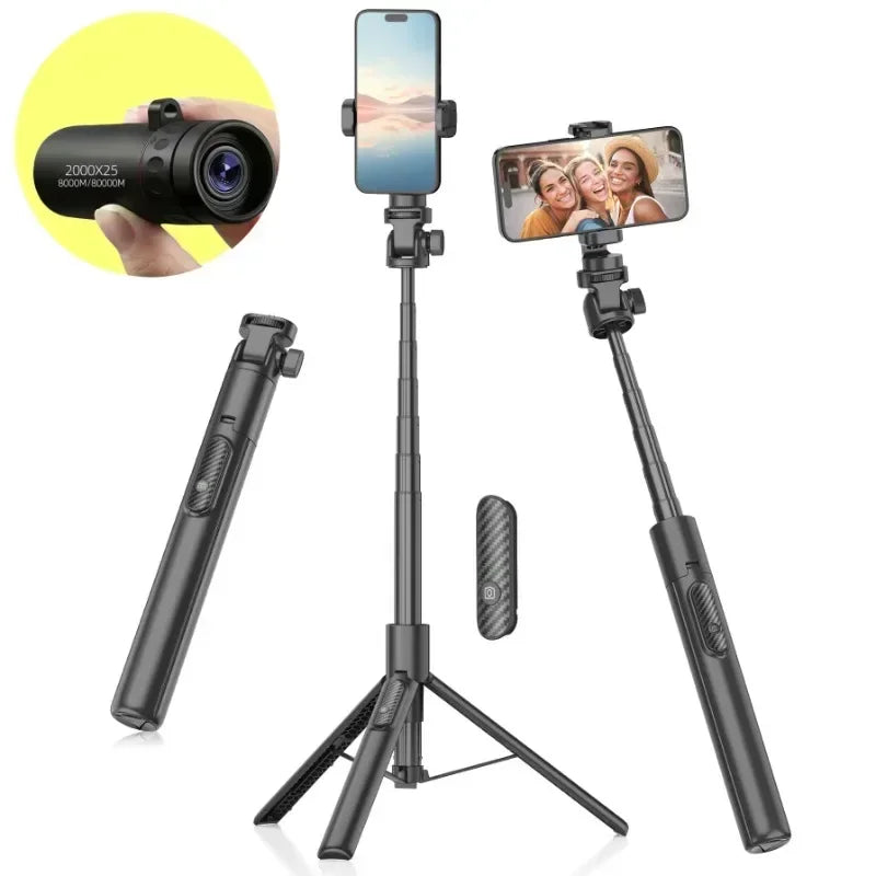 2000×25 HD Monocular Telescope with Phone Mount - Portable 8000 m (26,247 ft) Range for Camping, Hunting & Birdwatching