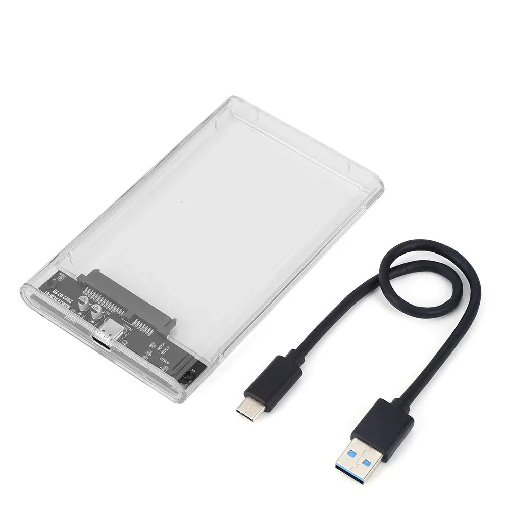 2.5-Inch SATA to USB Hard Drive Enclosure — Transparent Tool-Free Case, USB 3.0 UASP, Type-C/Micro USB Compatible (Up to 4TB)