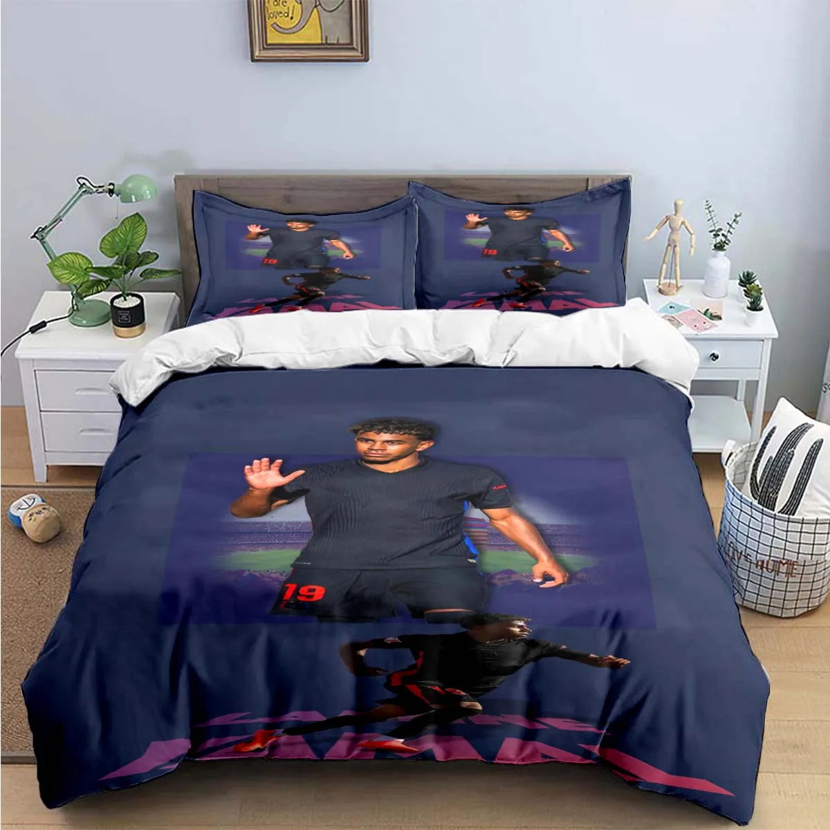 3-Piece Football 3D Print Microfiber Duvet Cover Set with Pillowcases – Soft Hypoallergenic Bedding
