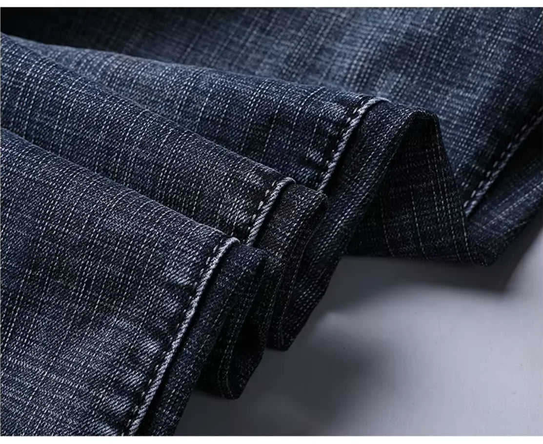 Men's Slim Straight Stretch Denim Jeans – Classic Blue-Black Casual & Work Trousers
