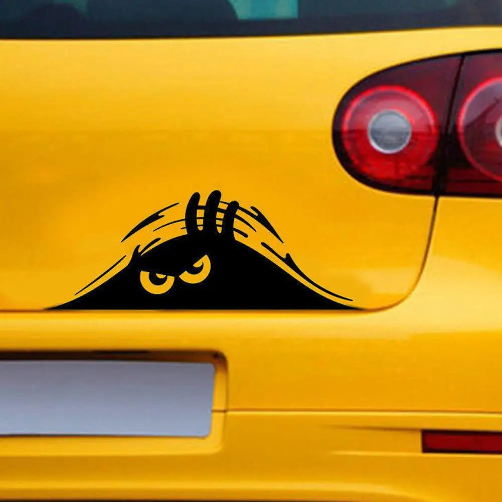 Peeping Eye Car Door Sticker Reflective Carbon Fiber Look Decal 190 x 77mm (7.48 x 3.03 in) Red Eyes