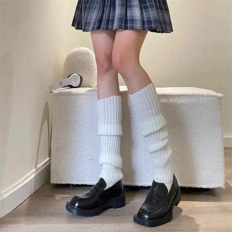 Women's Y2K Knit Leg Warmers 1 Pair — Crochet Boot Cuffs, 40/50/70 cm (15.7/19.7/27.6 in) — Black White