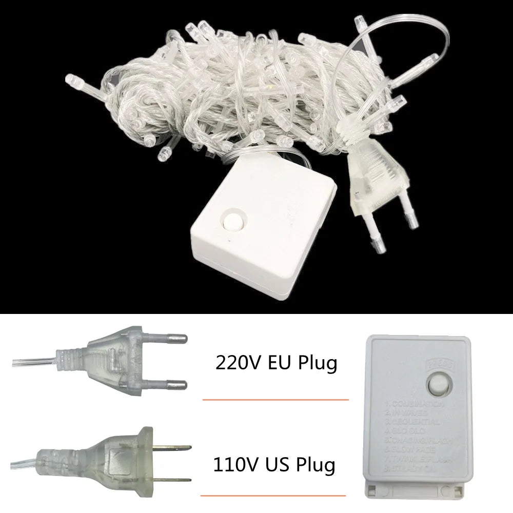 LED Fairy String Lights 8-Mode Waterproof - Multi-Color & Warm White, 5m/10m/20m/30m/50m/100m (16/33/66/98/164/328 ft), 40–600 LEDs, AC Plug