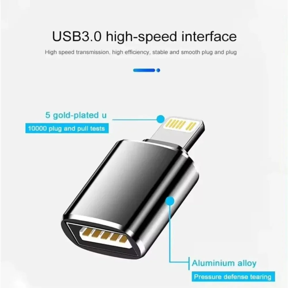 USB 3.0 OTG Lightning Adapter for iOS Devices — Lightning Male to USB 3.0 (iOS 13+)