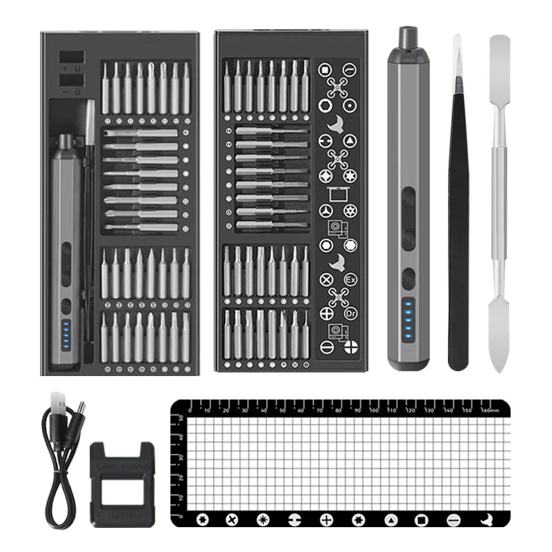 68-in-1 Precision Electric Screwdriver Set – 5-Torque Adjustable LED Light Mobile Phone & iPad Repair Kit
