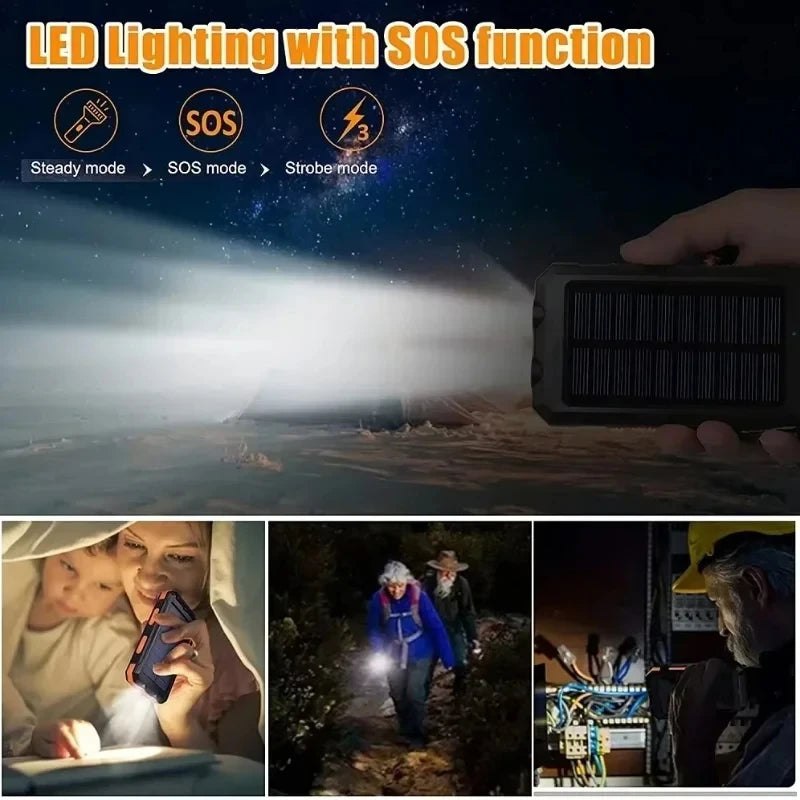 Solar Power Bank 200000mAh 120W Fast Charge Portable External Battery with Solar Panel, SOS & LED Light