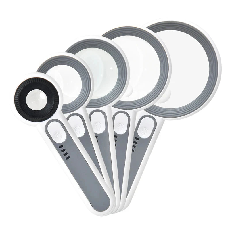 Rechargeable LED Handheld Magnifier 3 Lighting Modes Illuminated Magnifying Glass for Seniors Reading and Repair
